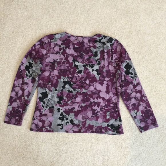 Croft & Barrow Floral Long Sleeve Top, Petite Medium - Picture 3 of 5
